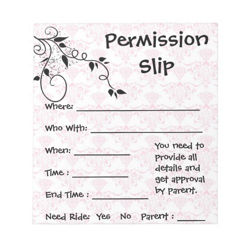 Permission Slip  Notepad