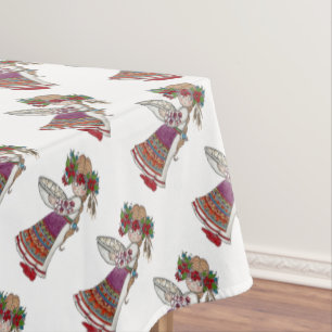 Perogie Pierogie Pyrohy Girl Ukrainian Folk Art Tablecloth