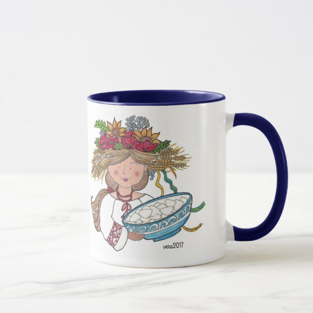 Perogie Pyrohy Pierogi Girl Ukrainian Folk Art Mug (Right)