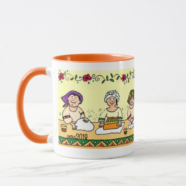 perogies, pyrohy, pierogies, Varenyky Ukrainian Mug (Left)