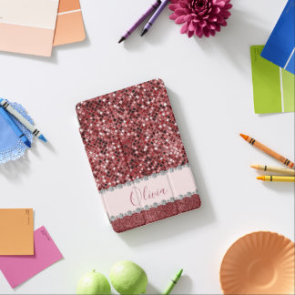 Peronalizable Name Girly Burgundy Glitter Festive  iPad Mini Cover