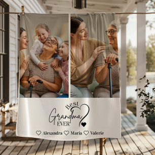 Peronalized 2 Photo Best Grandma Ever Minimalist Fleece Blanket