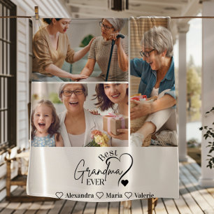 Peronalized 3 Photo Best Grandma Ever Minimalist Fleece Blanket