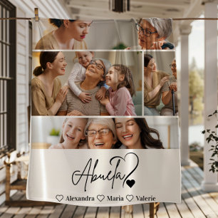 Peronalized 4 Photo Abuela Minimalist Line Art Fleece Blanket
