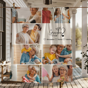 Peronalized 7 Photo Best Grandma Ever Minimalist Fleece Blanket