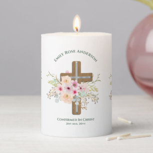 Peronalized Adult CONFIRMATION Gift Floral Pillar Candle