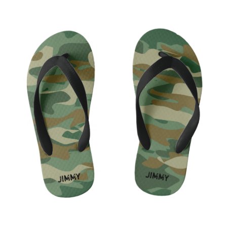Peronalized Army Camo Kids Flip Flops For Children