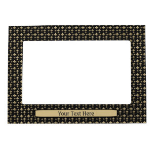Peronalized Black Gold Fleur de Lis Pattern Magnetic Photo Frame