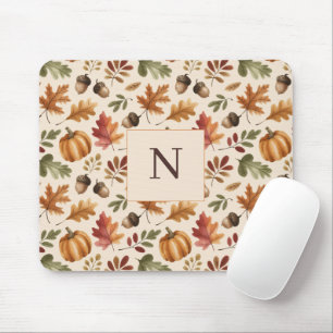 Peronalized Fall Earthy Orange Watercolor Leaves Mouse Pad