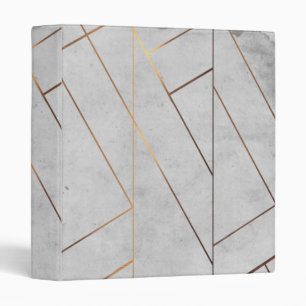 Peronalized Grey Marble Gold Geometric Binder
