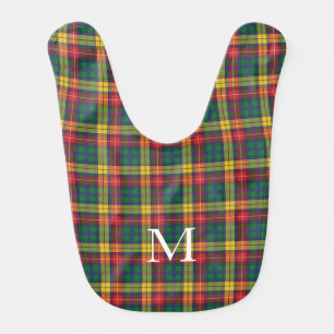 Peronalized Monogram Buchanan Tartan Plaid Pattern Baby Bib
