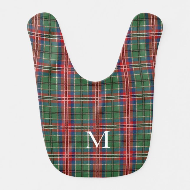 Peronalized Monogram MacCulloch Tartan Plaid Baby Bib (Front)