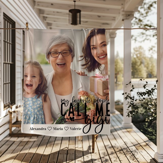 Peronalized Photo My Favorite People Call Me Gigi Fleece Blanket (Creator Uploaded)