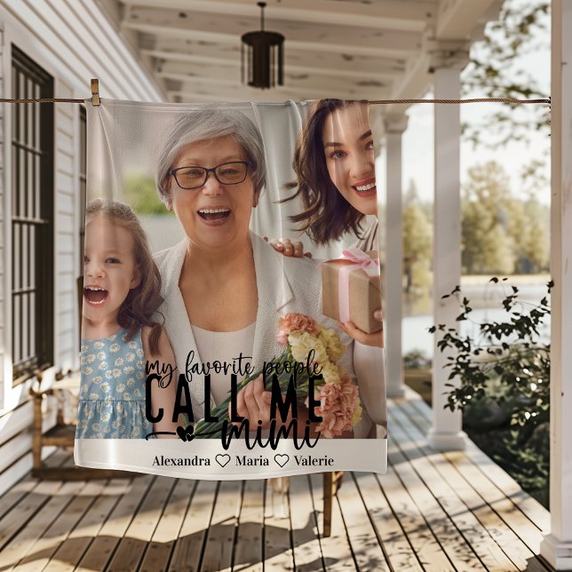 Peronalized Photo My Favorite People Call Me Mimi Fleece Blanket (Creator Uploaded)