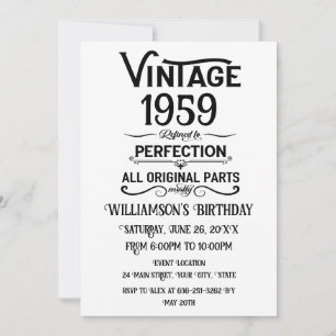 Perosnalized vintage 65th birthday cocktail party invitation