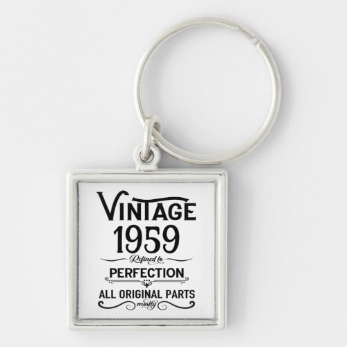 Perosnalized vintage 65th birthday gifts black keychain