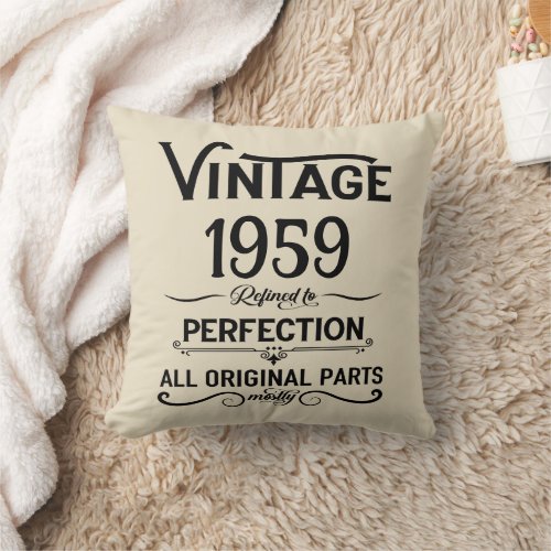 Perosnalized vintage 65th birthday gifts black throw pillow