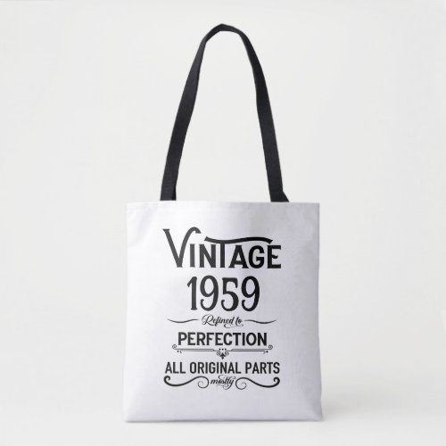 Perosnalized vintage 65th birthday gifts black tote bag