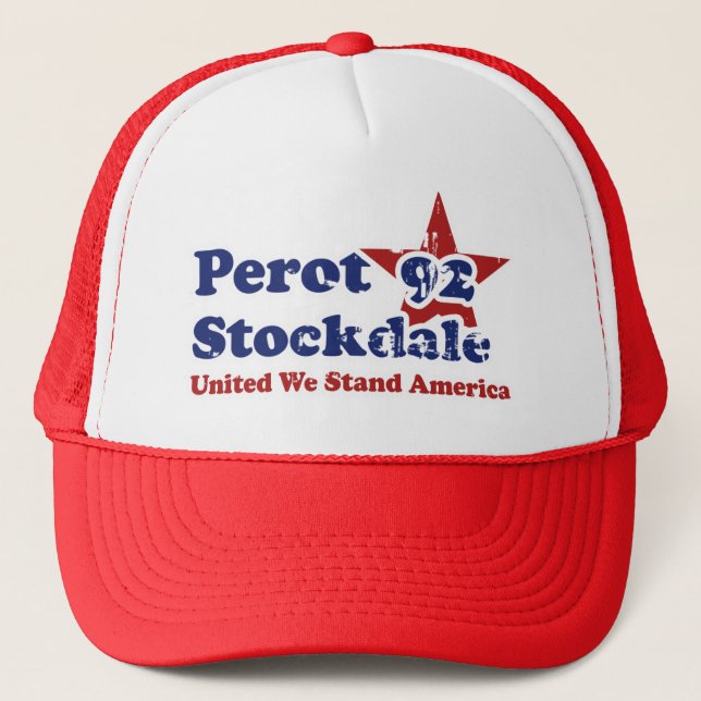 Perot Stockdale 92 Vintage Politics Distressed Trucker Hat (Front)