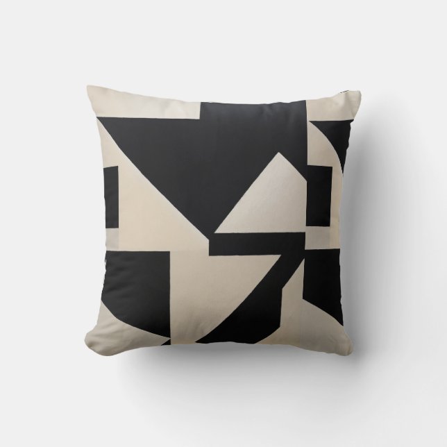 "Perpendicular Void – Suprematist-Inspired Black a Throw Pillow (Front)