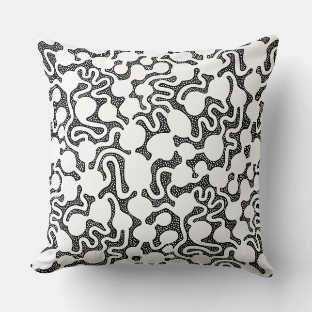 Perpetual Ant Farm - Black and White Throw Pillow (Front)