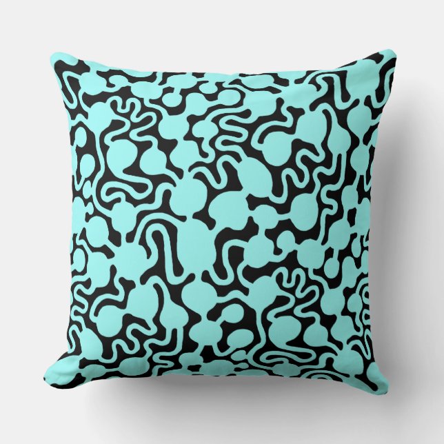 Perpetual Ant Farm v2 - Ice Blue on Black Throw Pillow (Front)