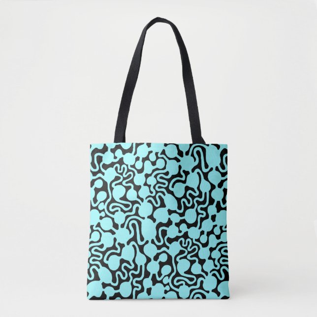 Perpetual Ant Farm v2 - Ice Blue on Black Tote Bag (Front)
