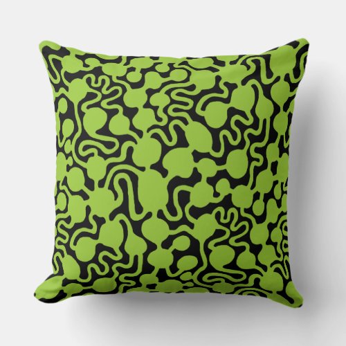 Perpetual Ant Farm v2 _ Martian Green on Black Throw Pillow