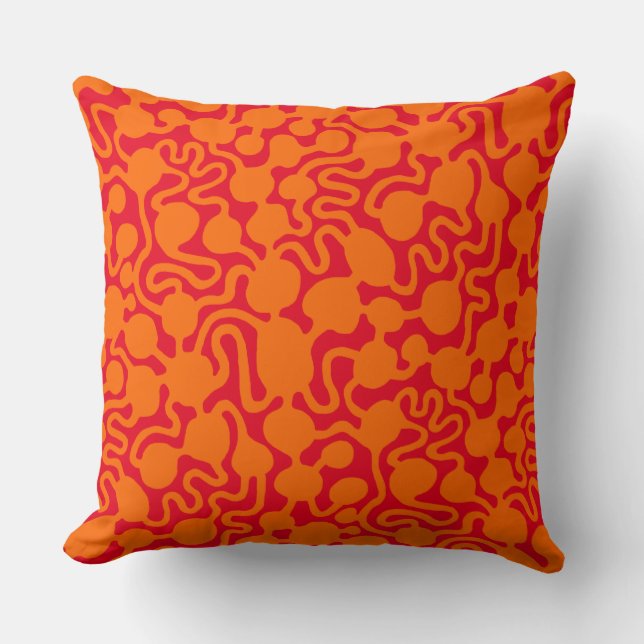 Perpetual Ant Farm v2 - Orange and Red Throw Pillow (Front)
