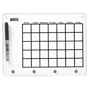 Perpetual Calendar Dry Erase Board With Keychain Holder