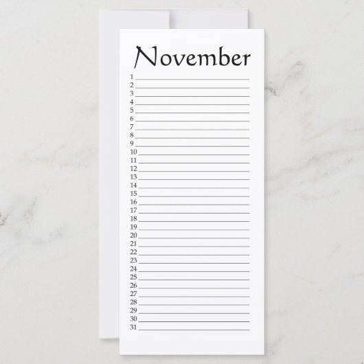 Perpetual Calendar November (Front)