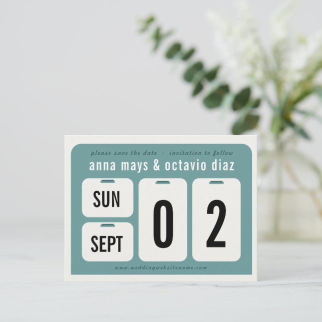 Perpetual Calendar Save The Date Postcard (Standing Front)
