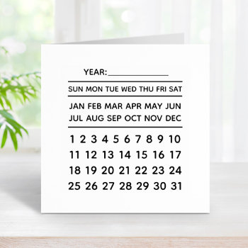 Perpetual Calendar With Week Days Rubber Stamp by Chibibi at Zazzle