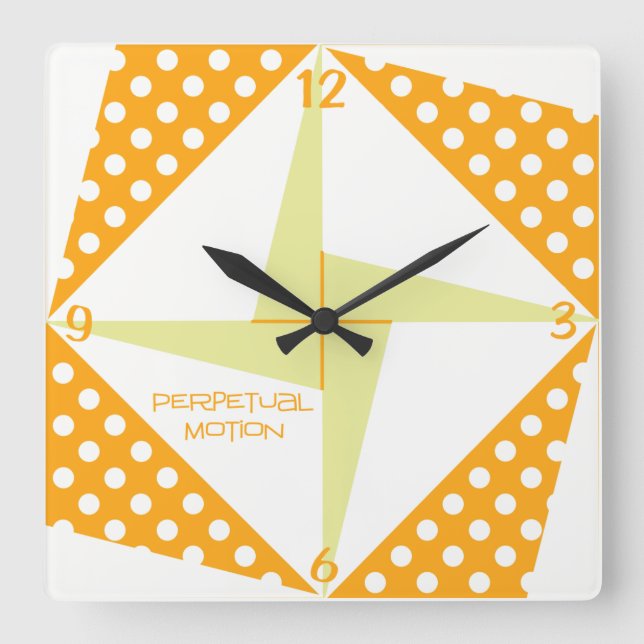Perpetual Motion- Orange Square Wall Clock (Front)