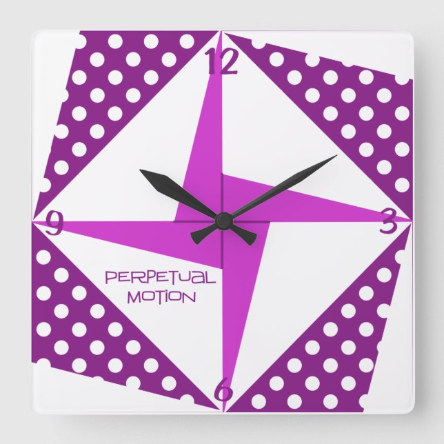 Perpetual Motion- Purple Square Wall Clock (Front)