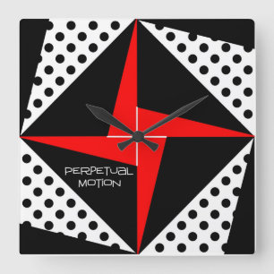 Perpetual Motion Red/Black Square Wall Clock