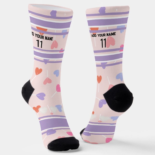 Perple- Name Number heart Socks (Angled)