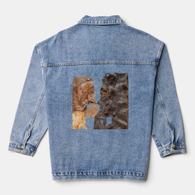 Perplexed woman profile - Wood Denim Jacket (Back)