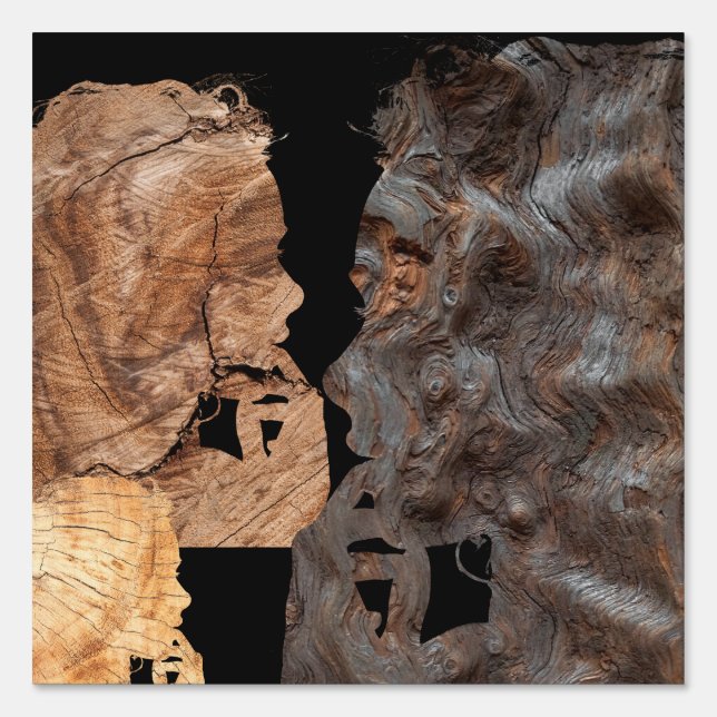 Perplexed woman profile - Wood Sign (Front)
