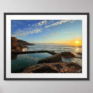 Perranporth Beach Pool at Sunset Framed Art