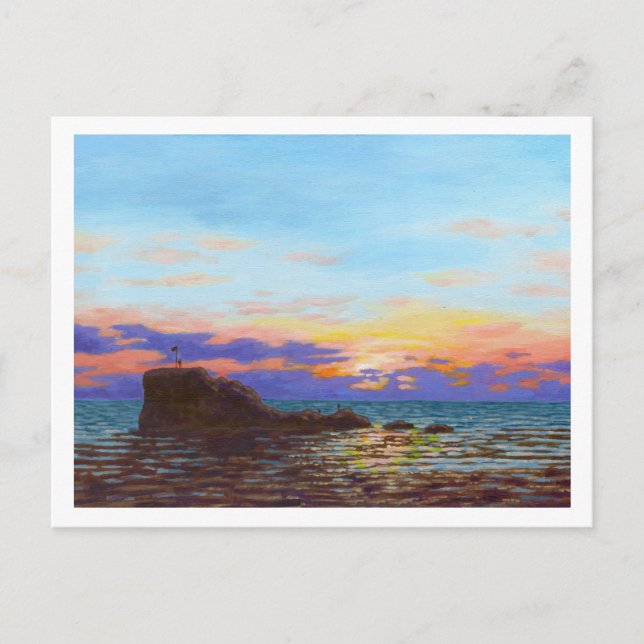 Perranporth beach sunset postcard (Front)