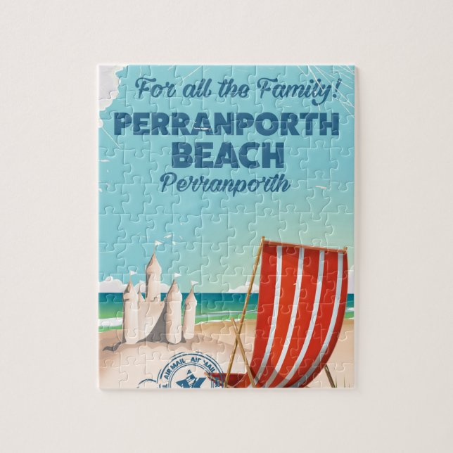 Perranporth beach Vintage seaside poster Jigsaw Puzzle (Vertical)