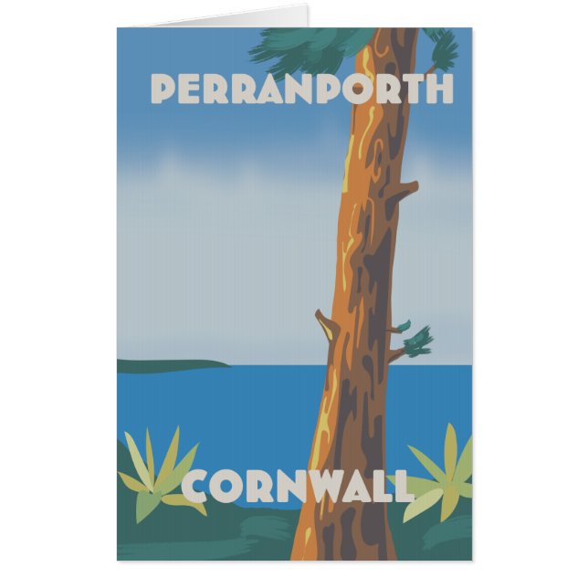 Perranporth Cornwall travel poster Card (Front)