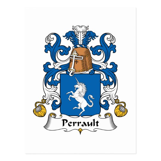 Perrault Family Crest Postcard