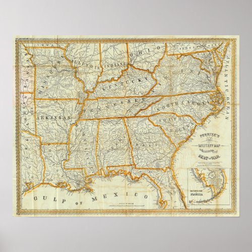 Perrines New Topographical War Map Poster