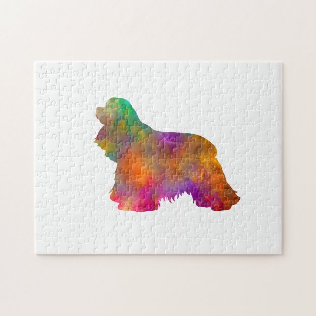 Perro American cocker Spaniel silueta en acuaris Jigsaw Puzzle (Horizontal)