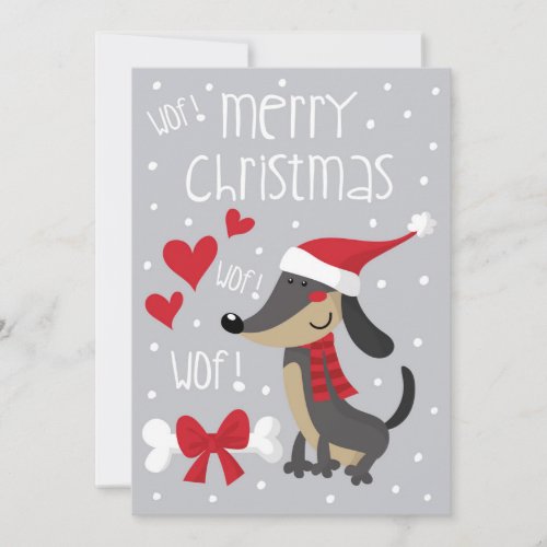 Perro salchicha Noel Dachshund Santa Holiday Card