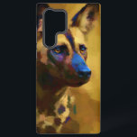 Perro Salvaje Africano Art Samsung Galaxy S22 Ultra Case<br><div class="desc">A digital painting that merges hyper-realism with bold, contemporary abstraction. This captivating portrait of a African Wild Dog showcases a harmonious clash of vibrant hues deep blues, golden ochres, and electric greens that breathe life into every fur strand and shadow. The textured, almost cubist brushstrokes add depth and movement, transforming...</div>