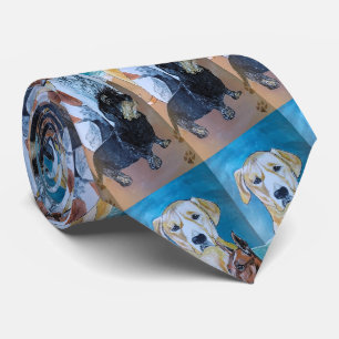 Perros en la Playa Painting by Alfred Fox Neck Tie