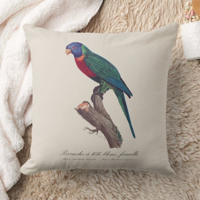 Perruche a tete bleue, femelle / Rainbow lorikeet, Throw Pillow (Blanket)